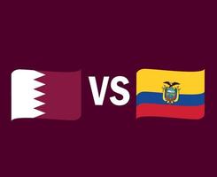 diseño de símbolo de cinta de bandera de qatar y ecuador vector final de fútbol de asia y américa latina ilustración de equipos de fútbol de países de asia y américa latina