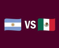 diseño de símbolo de cinta de bandera de argentina y méxico vector final de fútbol de américa del norte y américa latina ilustración de equipos de fútbol de países de américa del norte y américa del norte