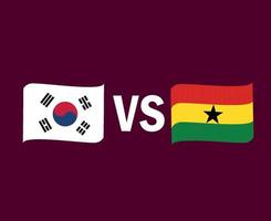 diseño de símbolo de cinta de bandera de corea del sur y ghana vector final de fútbol de áfrica y asia ilustración de equipos de fútbol de países africanos y asiáticos