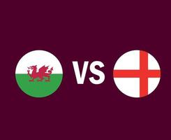 Wales And England Flag Symbol Design Europe football Final Vector European Countries Football Teams Illustration