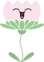 flat color retro cartoon flower vector