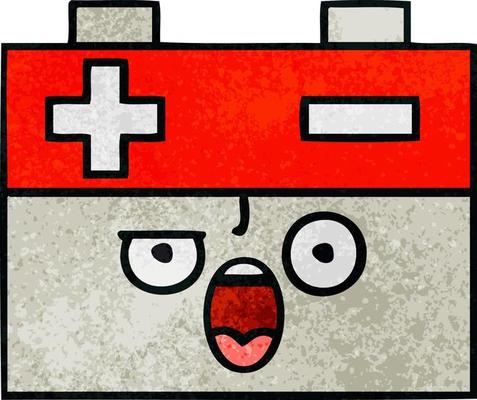 retro grunge texture cartoon car battery