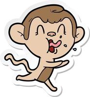 sticker of a crazy cartoon monkey vector