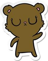 sticker of a peaceful cartoon bear vector