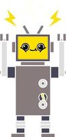 flat color retro cartoon robot vector