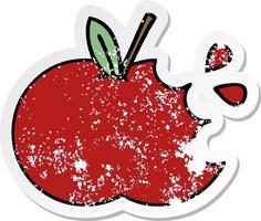 distressed sticker of a cute cartoon red apple vector