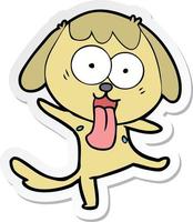 sticker of a cute cartoon dog vector