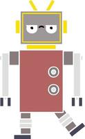 flat color retro cartoon robot vector