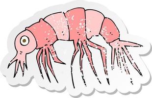 retro distressed sticker of a cartoon shrimp vector