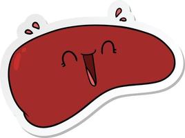 sticker of a cartoon healthy liver vector