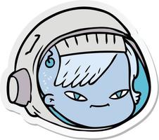 sticker of a cartoon astronaut face vector