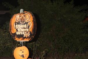 LOS ANGELES, OCT 4 -  Grand Theft Auto Carved Pumpkin at the RISE of the Jack O Lanterns at Descanso Gardens on October 4, 2014 in La Canada Flintridge, CA photo