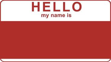 Red vector Hello my name is label sticker.