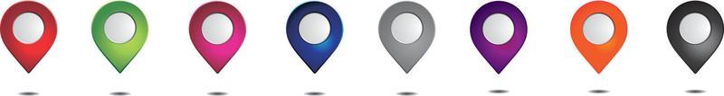 Set of colorful map pointer. Map pins, markers. Location icons for map. Vector illustration.
