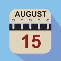 August 15. Calendar Icon, Calendar design template vector