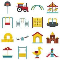 Playground set flat icons vector