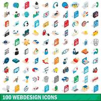 100 webdesign icons set, isometric 3d style vector