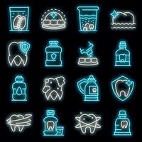 Tooth rinse icons set vector neon