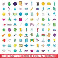 100 development icons set, cartoon style vector