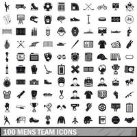 100 mens team icons set, simple style vector