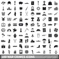 100 iconos de crímenes de guerra, estilo simple vector