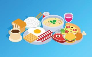 Breakfast clip art, isometric style vector