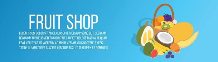 Fruit shop concept banner, isometric style vector