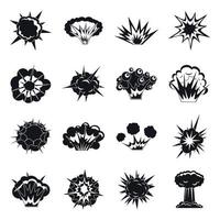 Explosion icons set, simple style vector