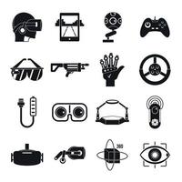 conjunto de iconos de realidad virtual, estilo simple vector