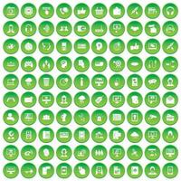 100 contact us icons set green circle vector