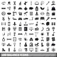 100 balance icons set, simple style vector