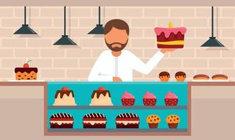 Confectionery concept background, flat style vector