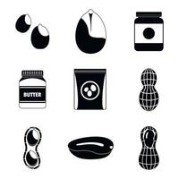 Peanut nuts butter jar icons set, simple style vector