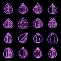 Figs icons set vector neon