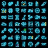 Car mechanic icons set vector neon