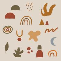 Boho Abstract Shapes with Earth tone color vector