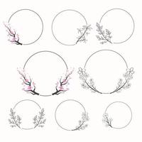 Circle frame with floral flower hand drawn vector