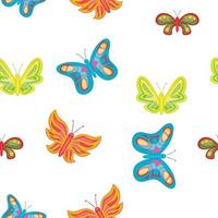 Creatures butterflies pattern, cartoon style vector