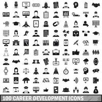 100 iconos de desarrollo de carrera, estilo simple vector