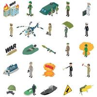 Soldier military icons set, isometric style
