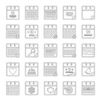 conjunto de iconos de calendario, estilo de esquema