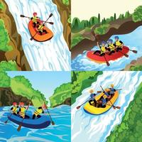 conjunto de banners de rafting, estilo de dibujos animados