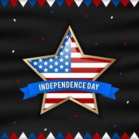 happy independence day with flag on the star and black background vector