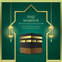 Hajj Mabrour illustration with Kaaba gold and black vector background