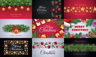 Celebrate merry christmas banner set, realistic style