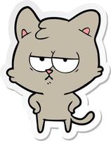 sticker of a bored cartoon cat vector