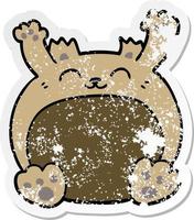 distressed sticker of a cartoon bear vector