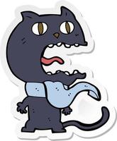 sticker of a cartoon frightened cat vector