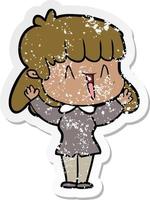 distressed sticker of a cartoon woman vector