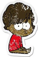 distressed sticker of a cartoon woman vector